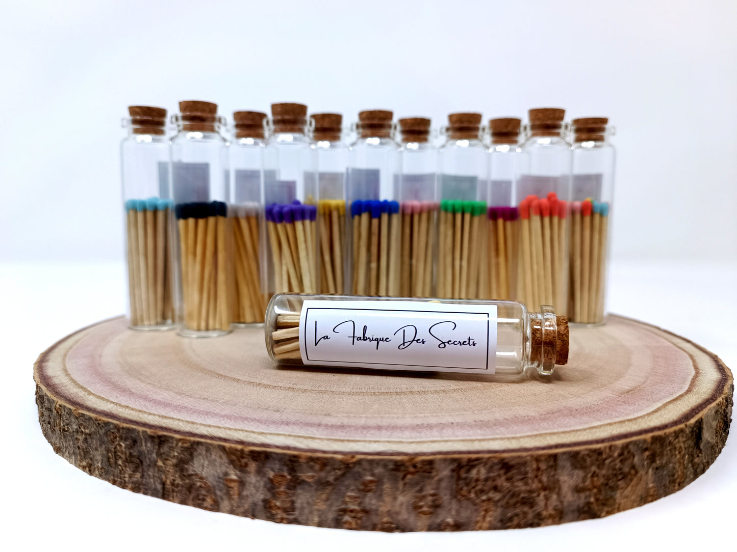 Fiole d'allumettes colorées 25 pièces