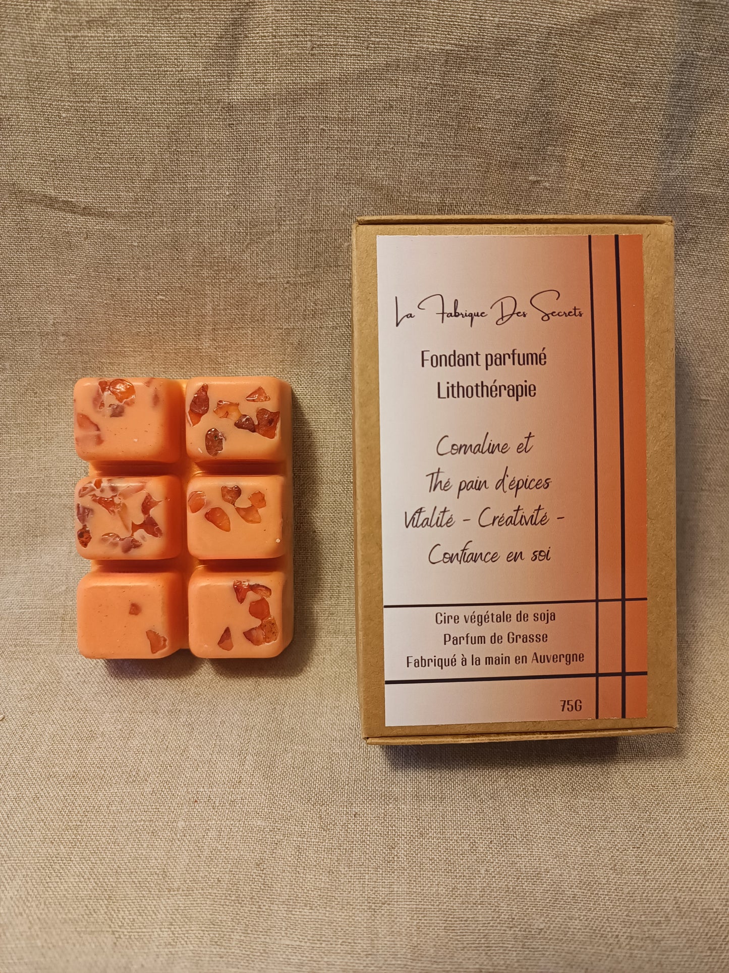 Fondant parfumé Lithothérapie - Cornaline et Thé pain d'épices